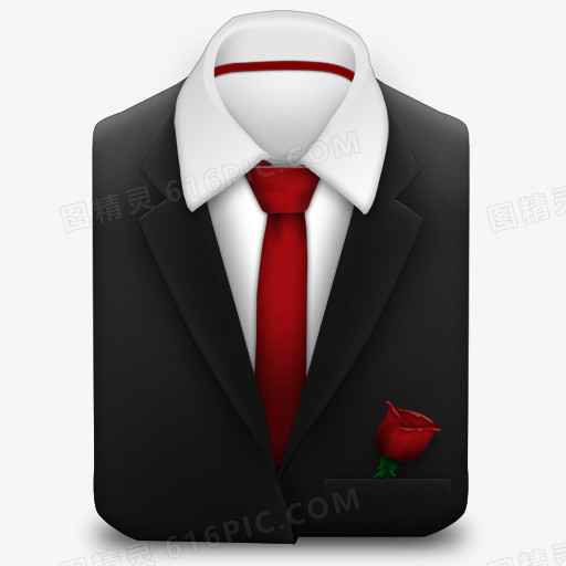 经理西服红色领带玫瑰图标