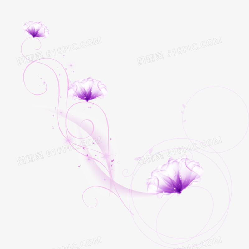 手绘紫色花藤花朵图案