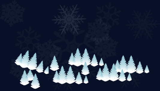 卡通手绘冬季雪树