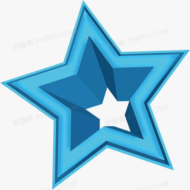 蓝色卡通立体设计五角星