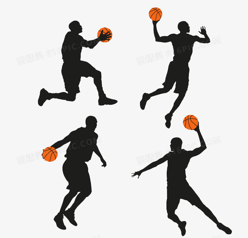 关键词:男子运动人物篮球运动员剪影矢量图精灵为您提供4款篮球男子