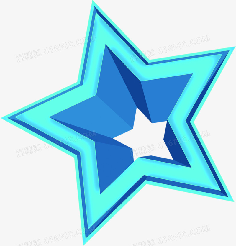 立体蓝色五角星素材