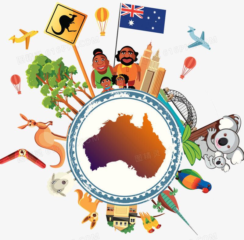 澳洲旅游动物插画