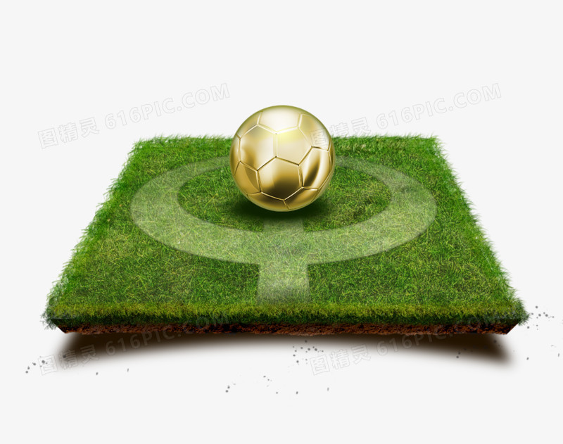 绿色草坪金色足球