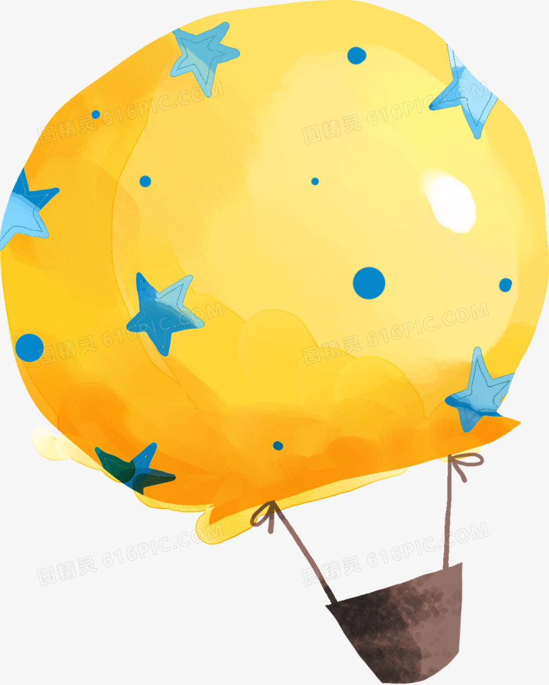 手绘黄色圆球蓝色五角星装饰
