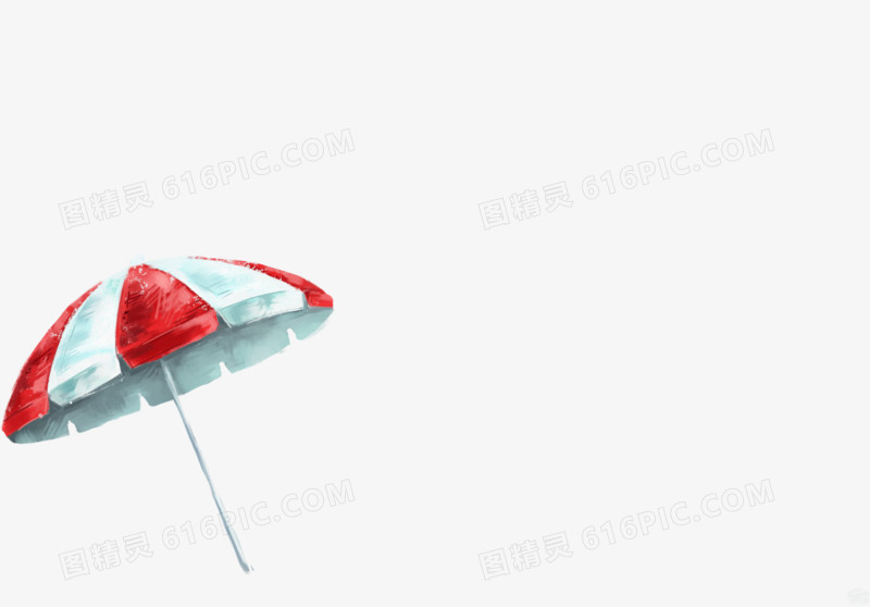 红色海滨条纹雨伞