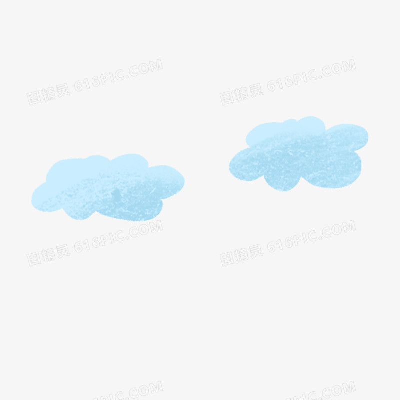 卡通手绘免抠蓝色的云元素