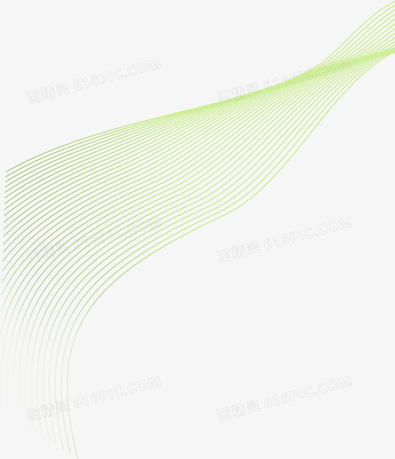 手绘绿色科技线条曲线