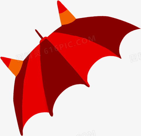 手绘红色儿童条纹雨伞