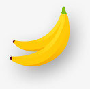 手绘创意扁平风格黄色的香蕉