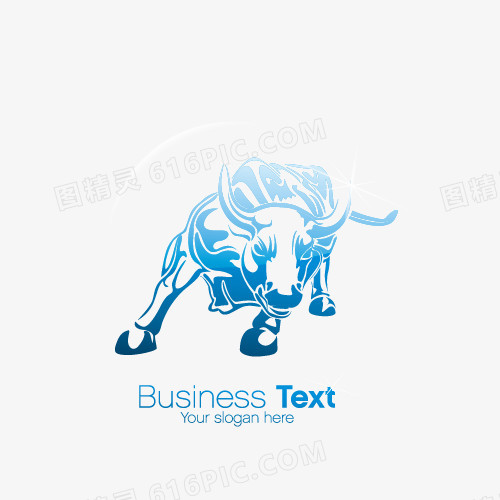 蓝色愤怒的公牛logo矢量素材