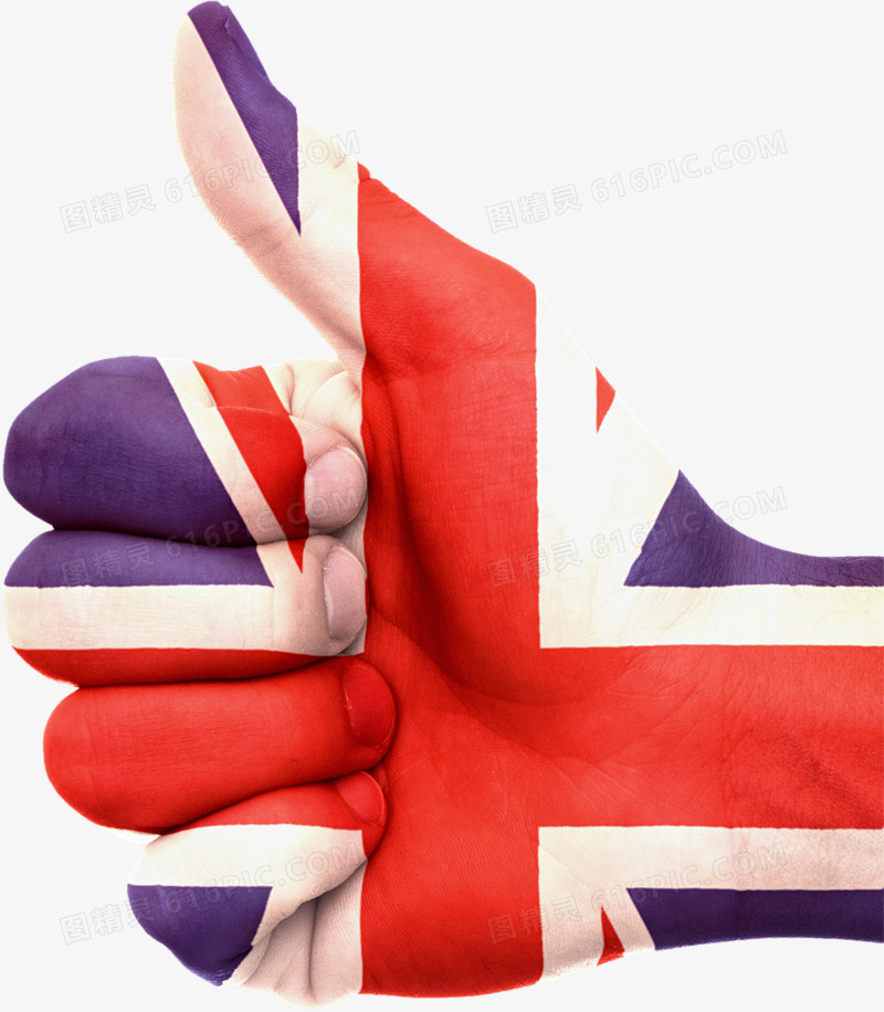 竖起大拇指手上的英国国旗彩绘