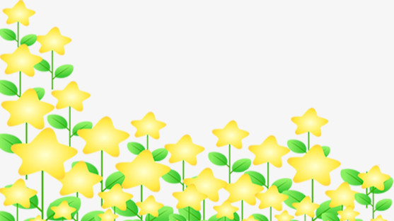 黄色手绘创意五角星植物