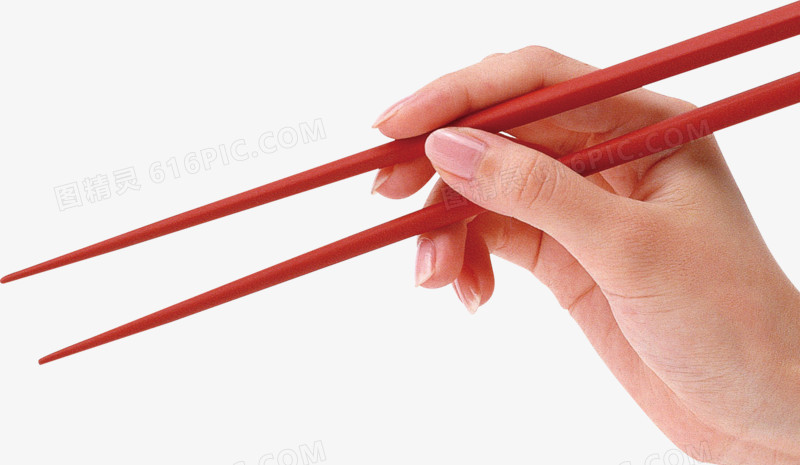拿筷子的手韩式美食主题海报装饰元素