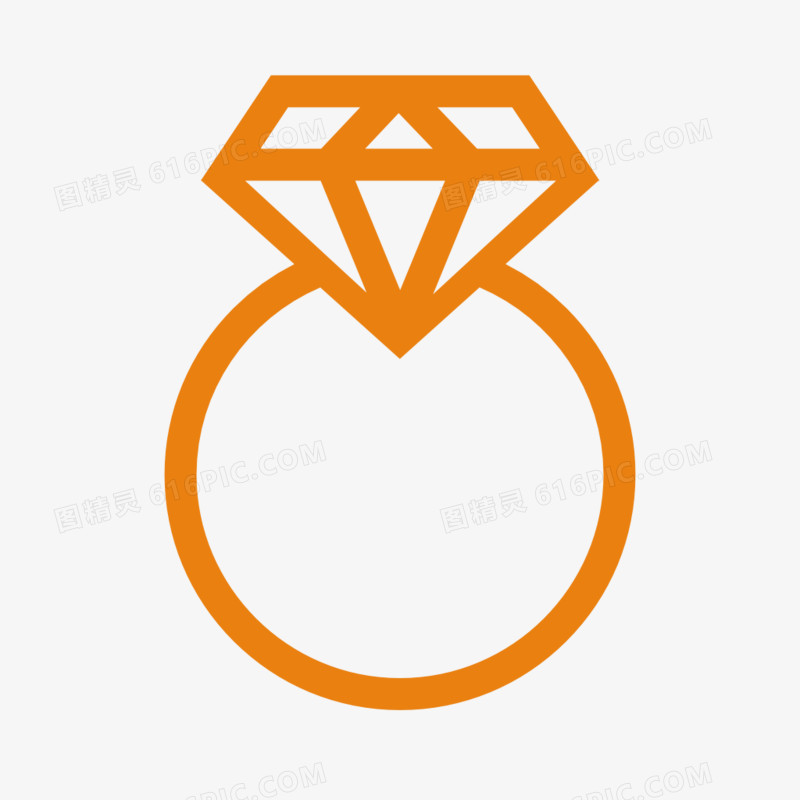 橙色卡通钻石戒指