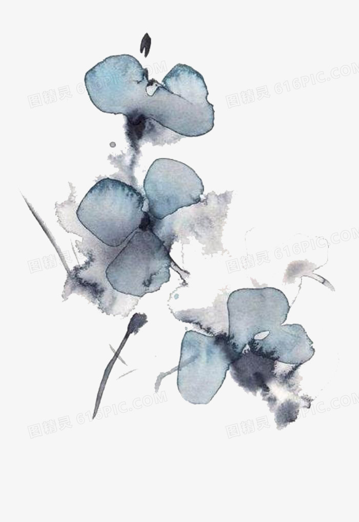 蓝色水印花瓣