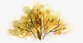 绘画秋天树木卡片