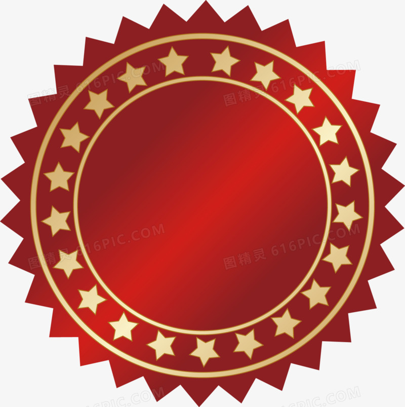 红色圆片五角形标签矢量素材