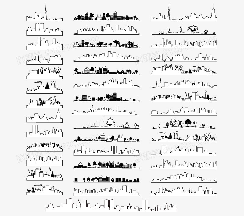 40款线绘城市剪影矢量素材