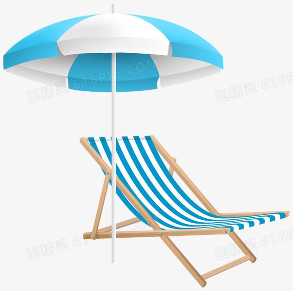 手绘蓝色沙滩椅