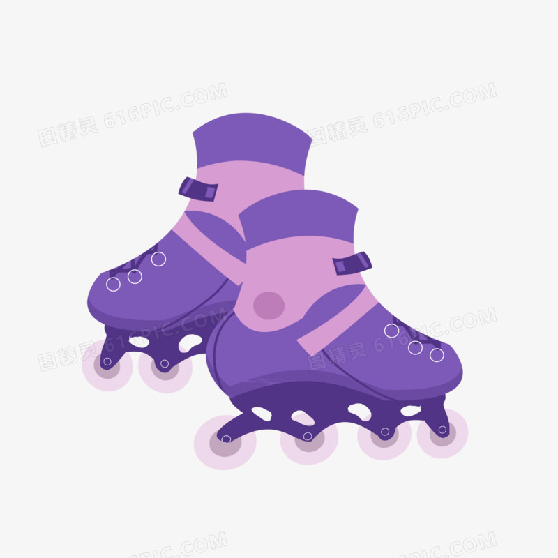 手绘卡通紫色运动轮滑鞋素材