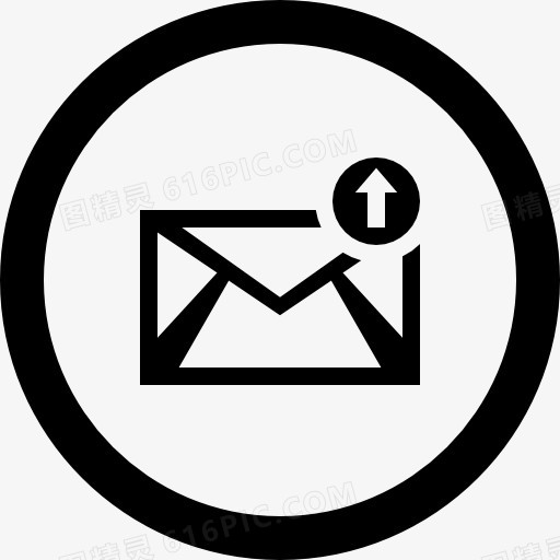 电子邮件上传圆形按钮界面符号图标