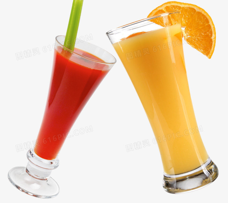 鲜美的橙汁和草莓汁