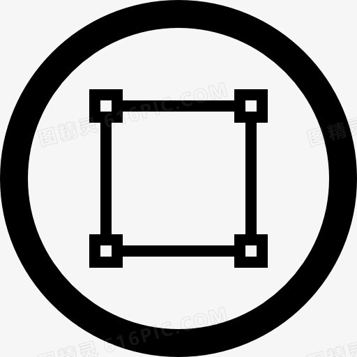 方形与圆形按钮点在角落图标
