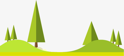 绿色树木山丘背景卡通