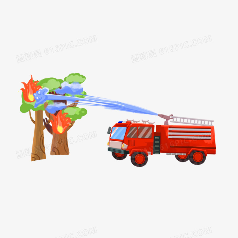 儿童动画消防车灭火图片