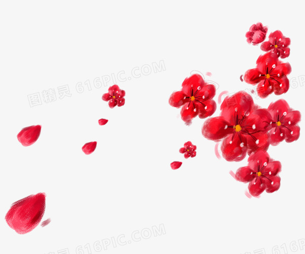 红色水墨梅花花瓣
