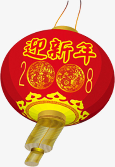 手绘红色迎新年灯笼卡片