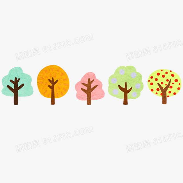 彩色卡通树木图案