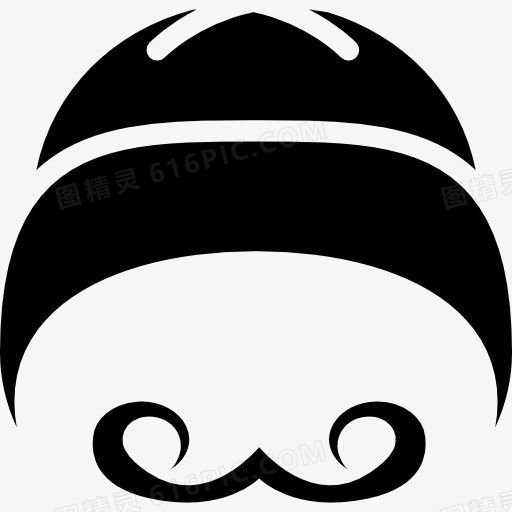 中国的帽子，卷曲的胡子图标