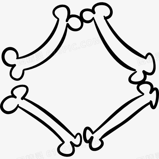万圣节的菱形或钻石骨骼轮廓图标