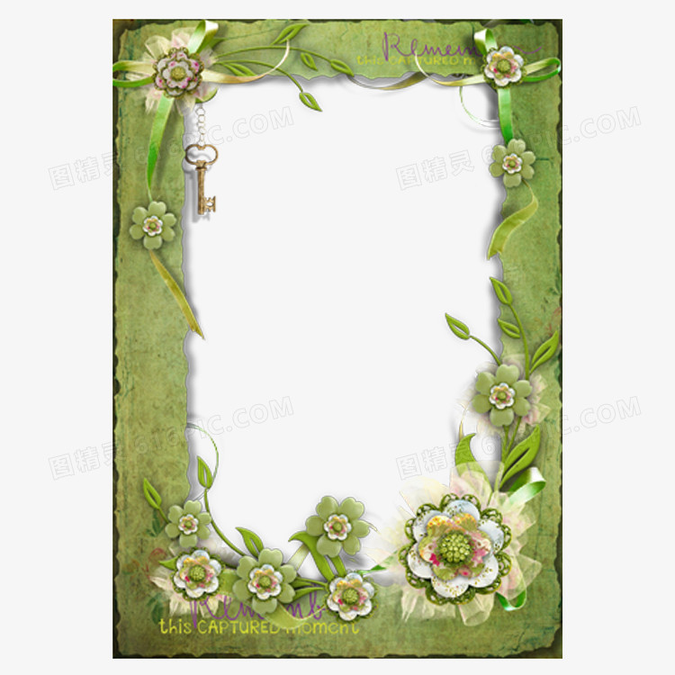 绿色花卉相框