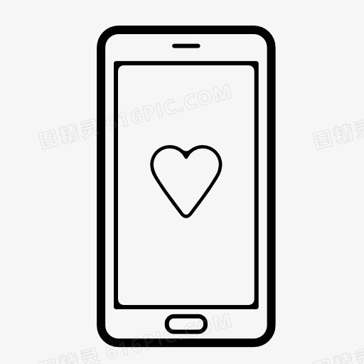 手机屏幕上的心形标志图标