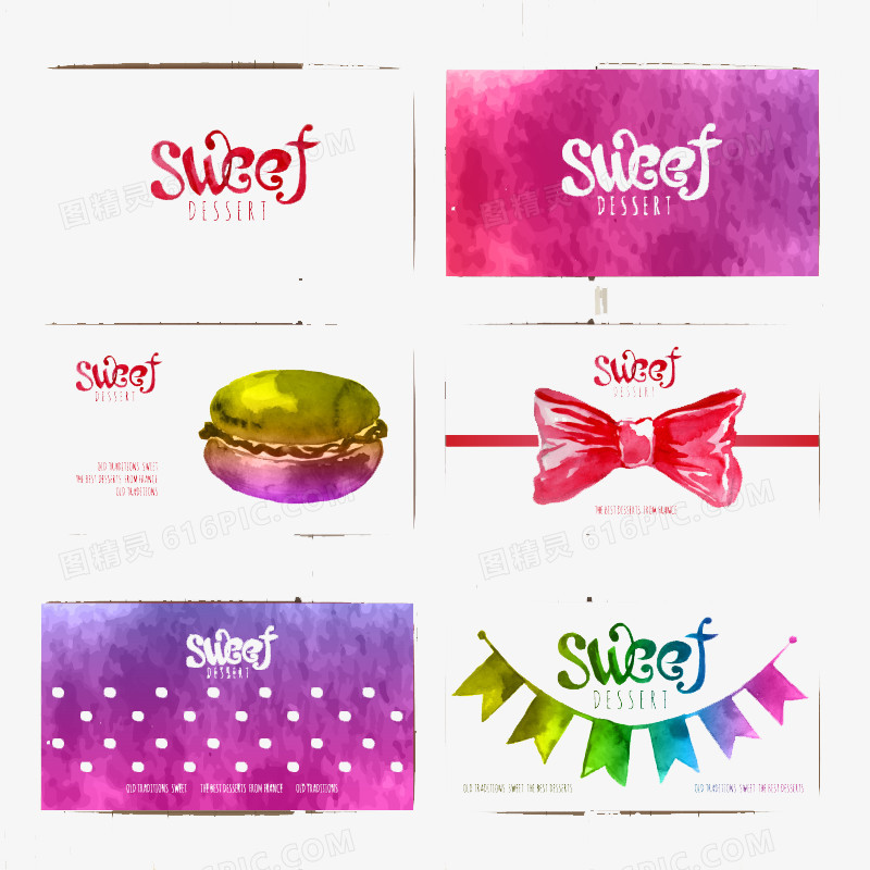 6款可爱甜点卡片矢量素材