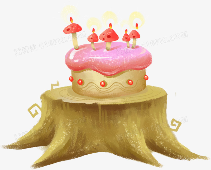创意扁平彩绘风格生日蛋糕