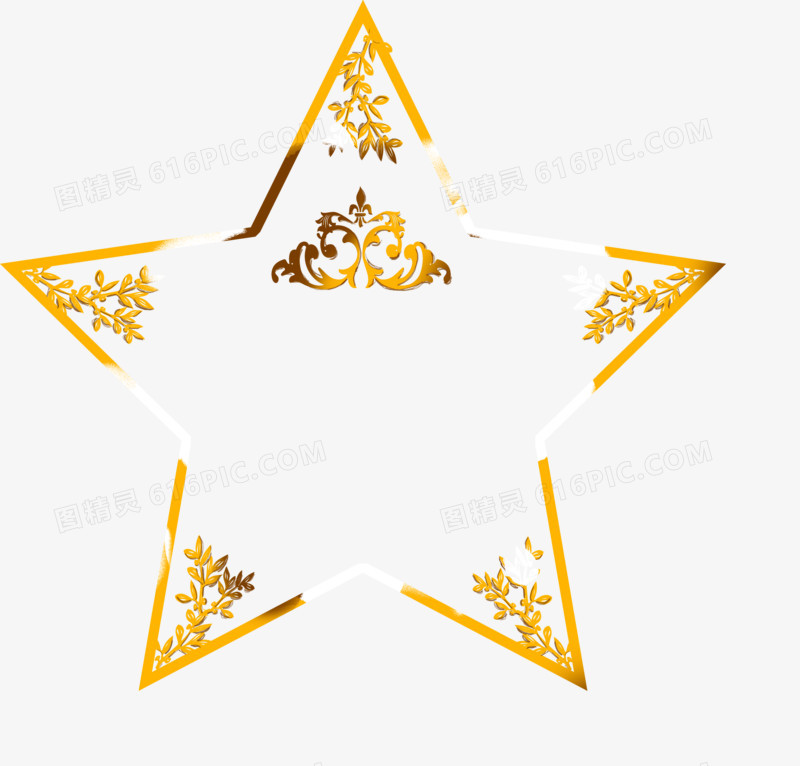黄色艺术花纹五角星