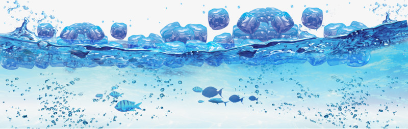 唯美精美海水水花冰块海底鱼背景