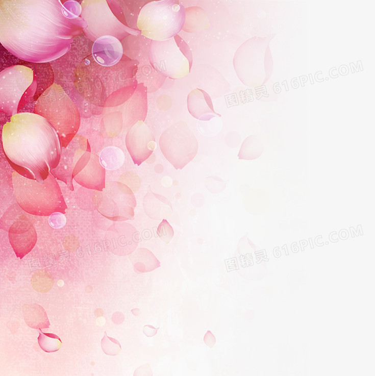粉色手绘水彩花瓣露珠