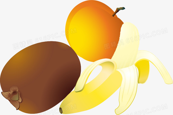 香蕉猕猴桃杏水果png矢量素材