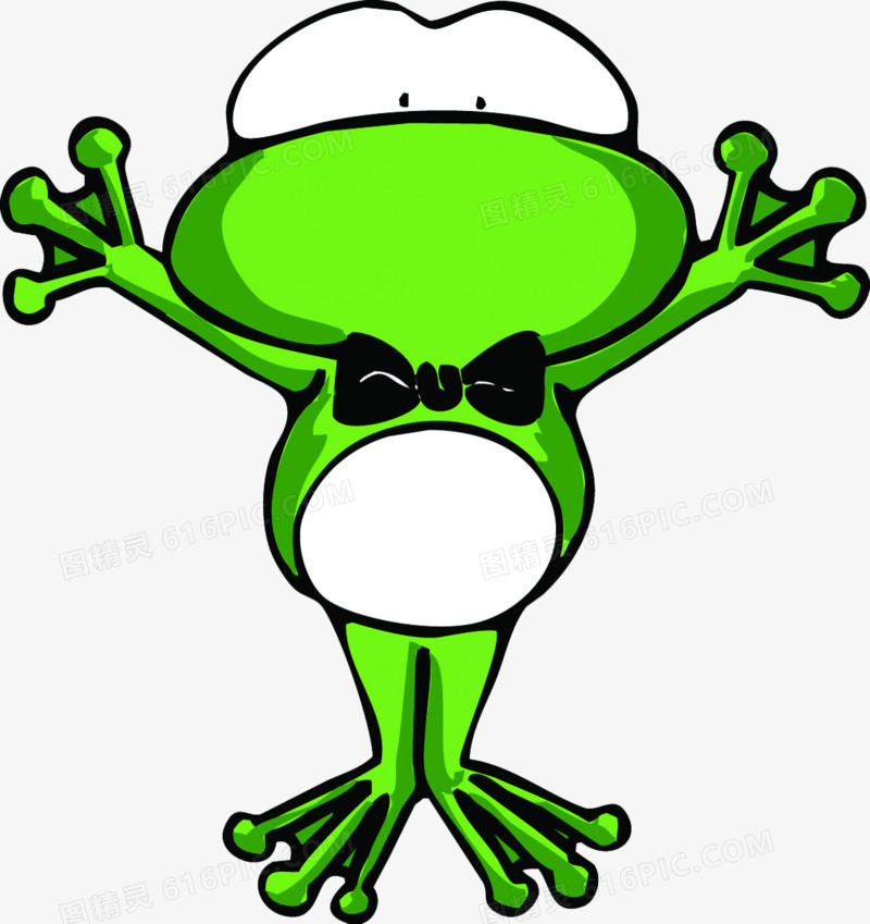 创意手绘绿色质感小青蛙