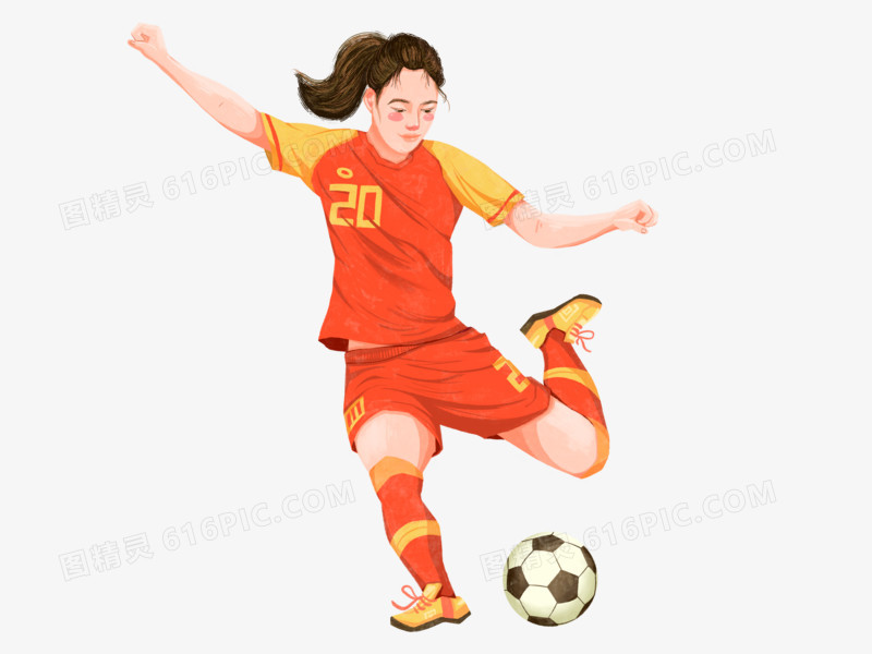 中国女足精神绘画简单图片