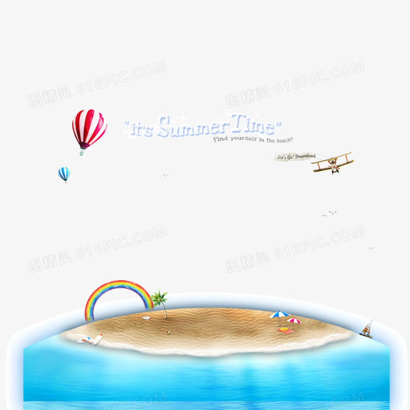 海 沙滩 彩虹 热气球 夏日 清凉 summer时间