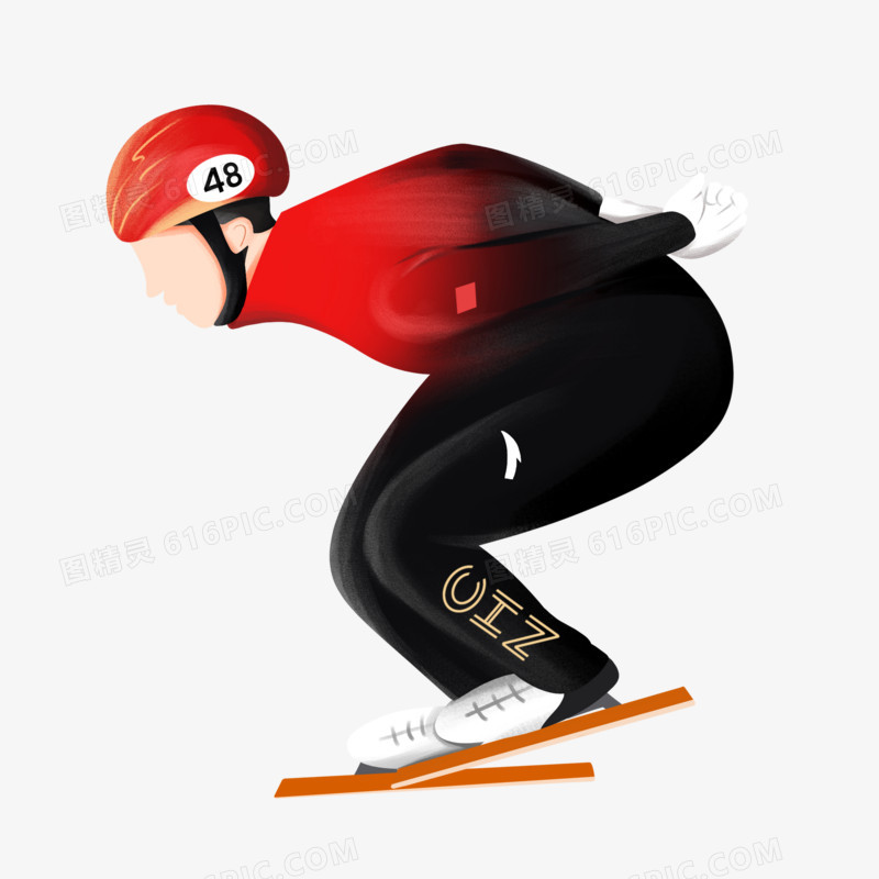 手绘插画风系列之短道速滑运动员元素