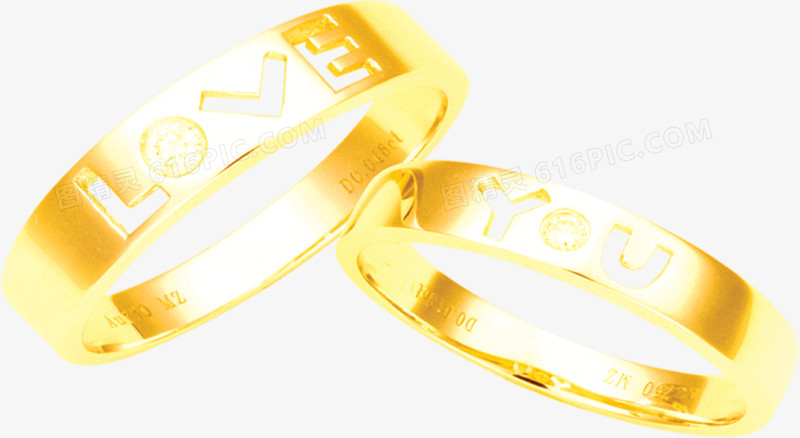 七夕金色loveyou对戒