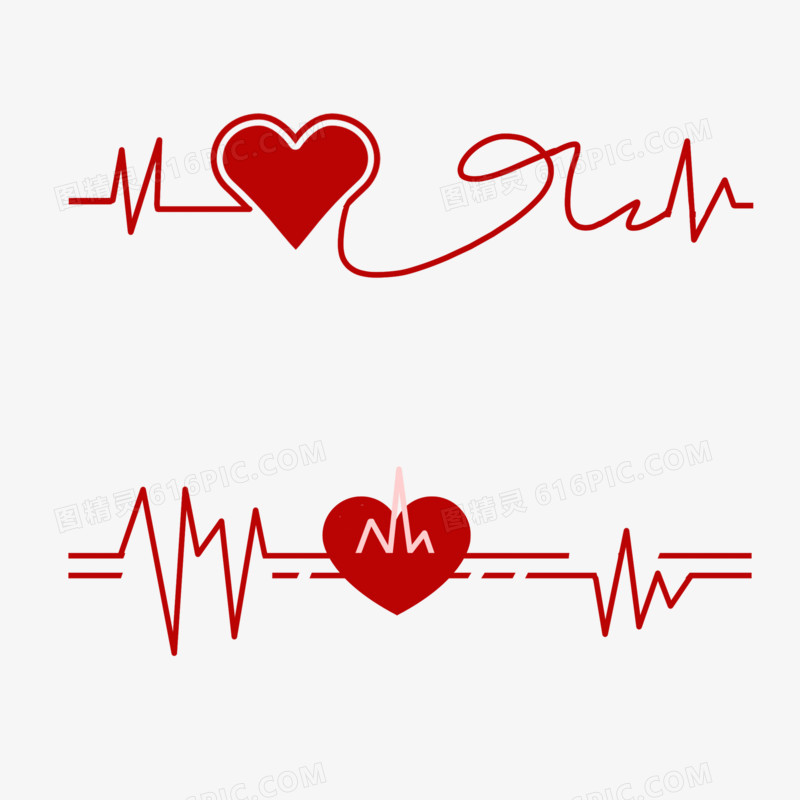 红色创意心电图心跳分割线装饰素材
