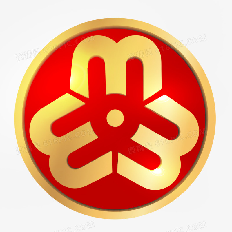 红金立体效果妇女节logo图标元素